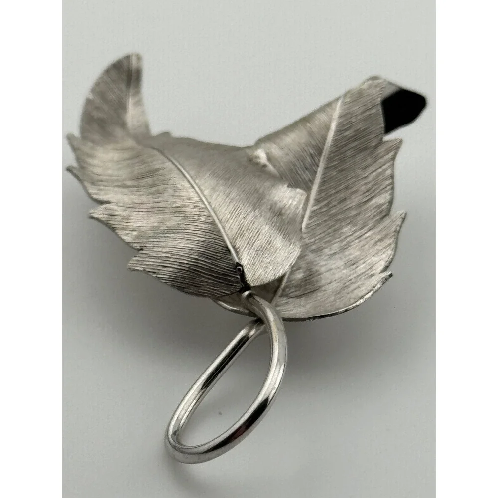 Vintage‎ Krementz Brooch Silver Tone Leaf Pin